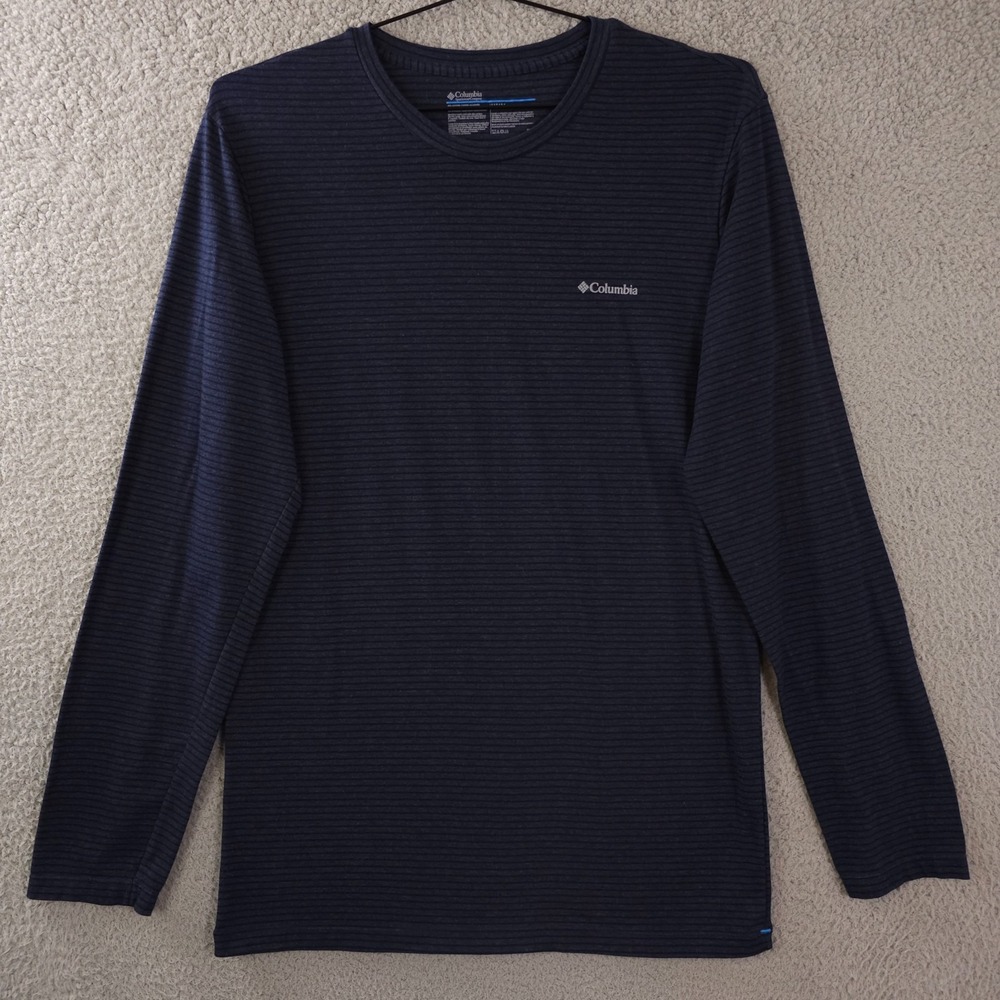 Columbia‎ Shirt Mens Medium Blue Striped Long Sleeve Crew Neck Lightweight Tee
